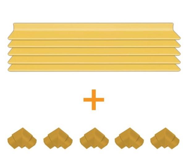 5 pieces corner aluminium + 5 pieces corner turn gold