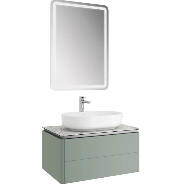 LOTUS 80X50 раковина с тумбой и зеркалом