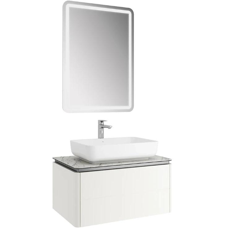 LOTUS 100X50 white раковина с тумбой и зеркалом